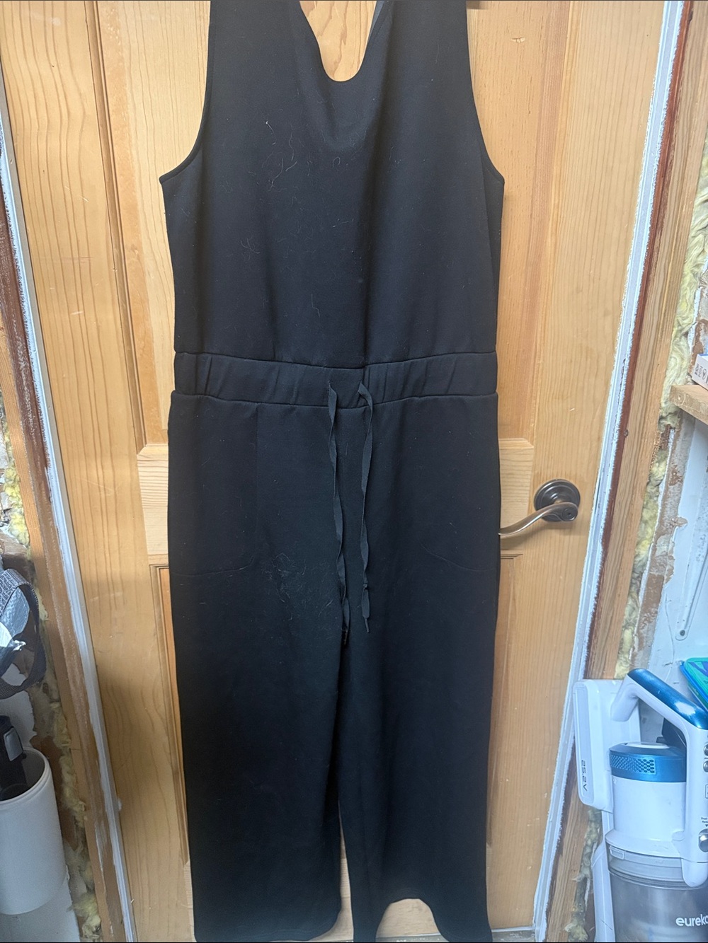 Sleeveless Black Drawstring Waist Jumpsuit
